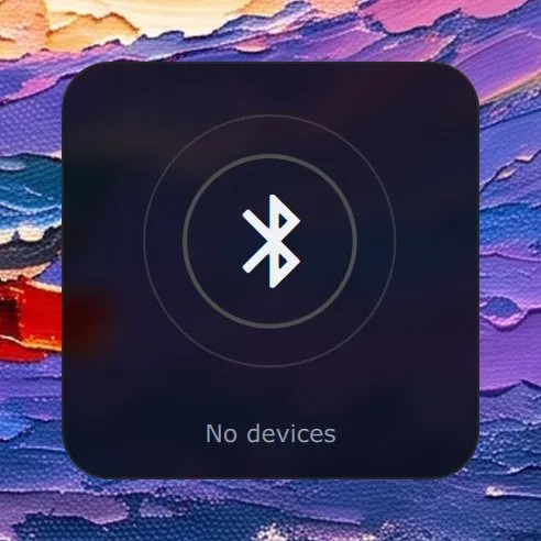 The Bluetooth widget in Analogue: the Bluetooth symbol in rings, no devices