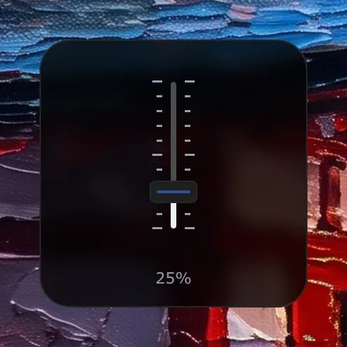 The Brightness widget in Analogue: a fader at 25 %