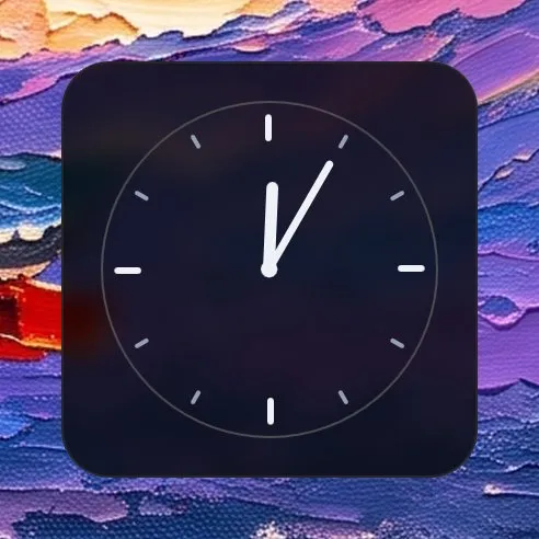 The Clock widget in Analogue: a clock face with hands