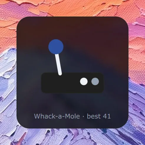 The Games widget in Analogue: a joystick, with the best at Whack-a-Mole