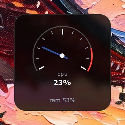 The System widget in Analogue: a speedometer at 23 % processor