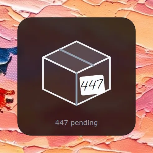 The Updates widget in Analogue: a parcel marked 447