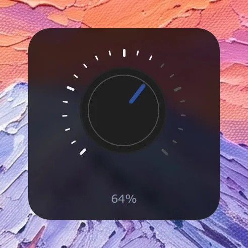 The Volume widget in Analogue: a knob at 64 %