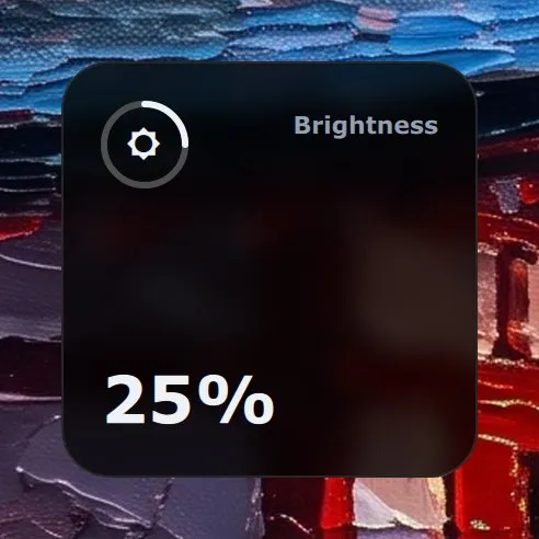 The Brightness widget in Modern: 25 %, inside a ring