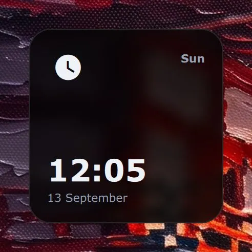 The Clock widget in Modern: 12:05 on 13 September