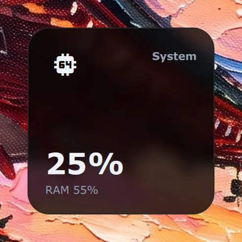 The System widget in Modern: 25 % processor and 55 % memory