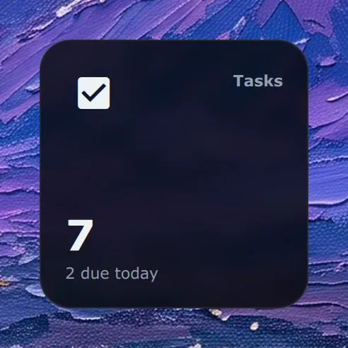 The Tasks widget in Modern: 7 tasks, 2 due today