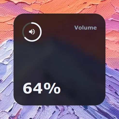 The Volume widget in Modern: 64 %, inside a ring