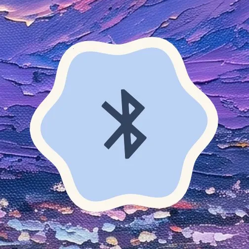 The Bluetooth widget in Sticker: the Bluetooth rune on a pale blue six-lobed sticker