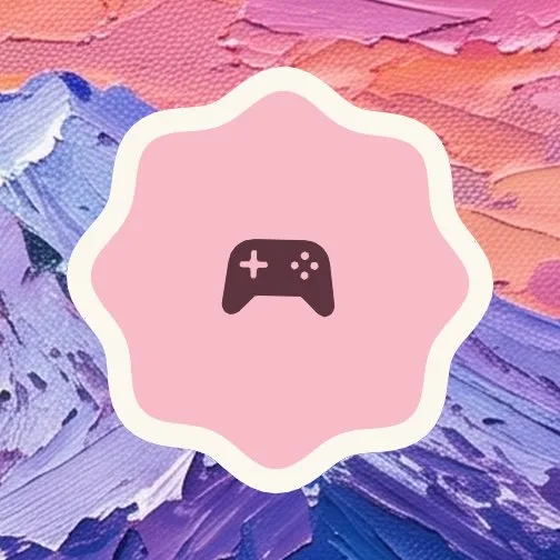 The Games widget in Sticker: a game pad on a pink eight-lobed sticker