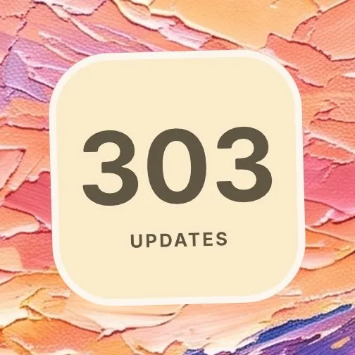 The Updates widget in Sticker: 303 updates on a cream soft square