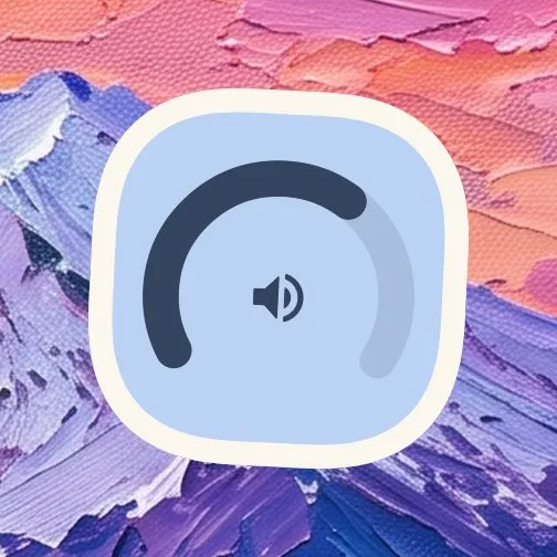 The Volume widget in Sticker: the speaker inside an open ring on a pale blue sticker